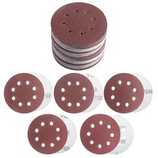 5 Inch 8 Hole Sanding Discs Hook and Loop, 50 PCS Orbital Sander Pads with Adhes