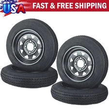 4pcs Trailer Tire Rims 4.80-12 480-12 4.80x12 12in 4 Lug Wheels Black ,6PR Tires