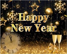 YYNXSY 7x5FT Happy New Year Backdrop Black and Gold Photography 7X5FT,