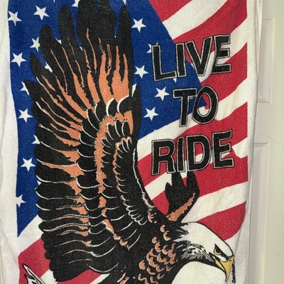 Vintage Harley Davidson Live to Ride Beach Towel 42in Eagle USA