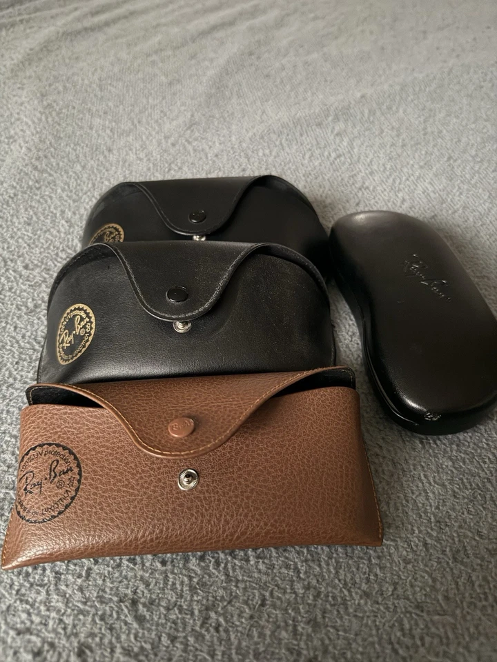 Lot of 4 Authentic Ray-Ban Eyeglass Cases – Black & Brown Leather – Used Good - Image 4 of 4