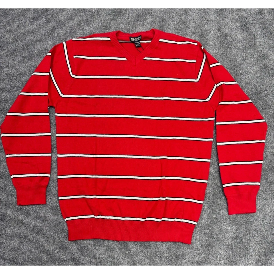 Suéter Jordan Craig Vintage Y2K Rojo Rayas Cuello en V XL Nuevo con Etiquetas Algodón Foto 2 de 4
