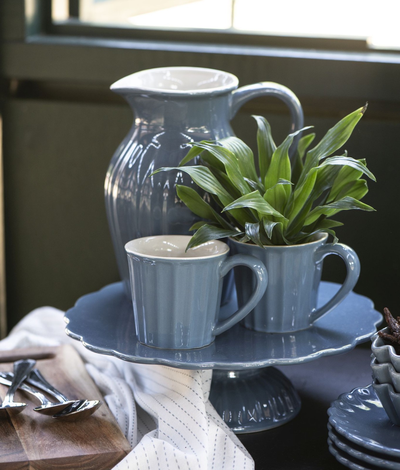 Ib Laursen - Krug Mynte Keramik 1,7l Blau (2077-09) Kanne Karaffe Blumen- Vase