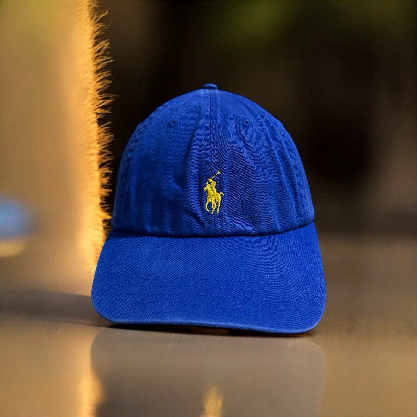 Cappello Berretto Vintage Polo Ralph Lauren Giallo Pony Regolabile Cinturino Pelle Schienale