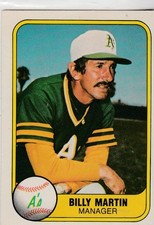 1981 fleer #581 Billy Martin MG ATHLETICS