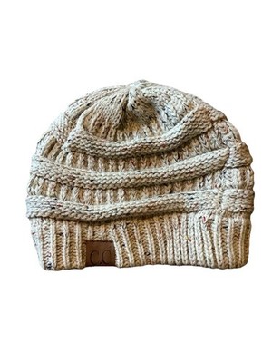 C.C Womens Adult Winter Hat Soft Knit Tan Multicolor Flecks Color Neutral VGUC