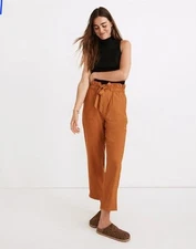 Madewell Pants Dunaway Paperbag Ankle Tie Waist Belted High Rise Burnt Orange M