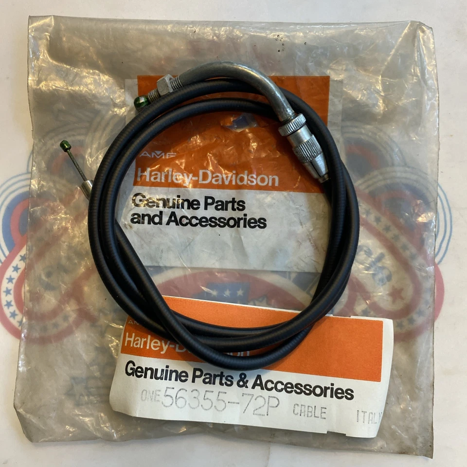 HARLEY AERMACCHI 1972 MC65 SHORTSTER NOS THROTTLE CABLE ASSEMBLY 56355-72P - Image 2 of 2