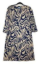 J McLaughlin Navy Geometric Printed Midi Dress Women Size M Preppy Casual Office