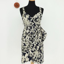 An Original Milly Of New York Faux Wrap Dress Size 0 Wool Blend Gold Glitter