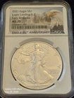 2021 AMERICAN SILVER EAGLE T2 NGC MS70 EARLY RELEASES 35TH ANNIVERSARY FLAWLESS