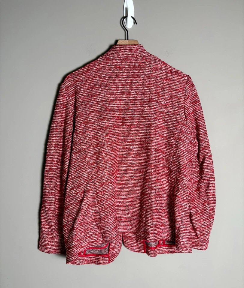 Talbots Red White Tweed Career Preppy Academia Open Front Blazer Jacket Size 18W - Image 2 of 4