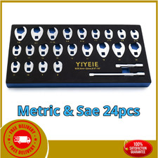 38 Drive Crows Foot Wrench Set 24pcs Metric Sae Line Wrench With Extension
