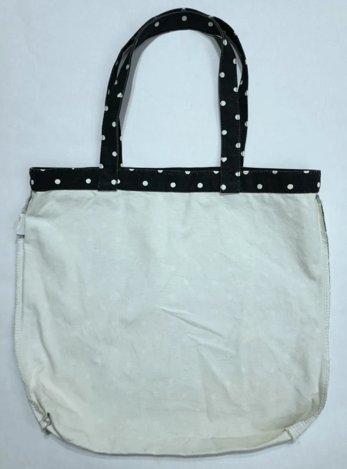 Bolso de Mano J.Crew Lunares Negro con Estampado de Corazones de Lona 100% Algodón Foto 4 de 4