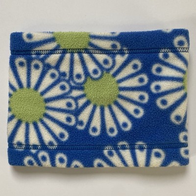 LL Bean Fleece Neck Warmer Kids Floral Blue White Colorful Youth Soft Winter
