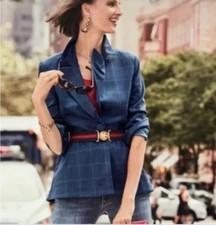 Cabi Check Blazer Blue Jacket Stretch ~Size 6 #5475 NWT