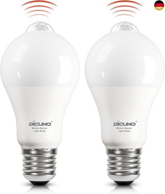 DiCUNO E27 LED Lampe mit PIR-Bewegungsmelder, 12W ersetzt 100W Leuchtmittel,