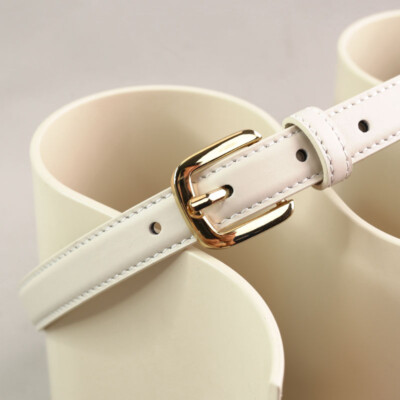 Women Genuine Leather Skinny Belt for Dress Jeans Thin Waist  display picture 1