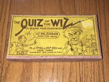 Antique 1921 H.J. Phillips Co. Thomas Edison Quiz of the Wiz Card Game Complete