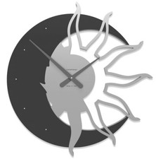 CalleaDesign Orologio da parete con cristalli Swarovski Sole & Luna Legno Nero