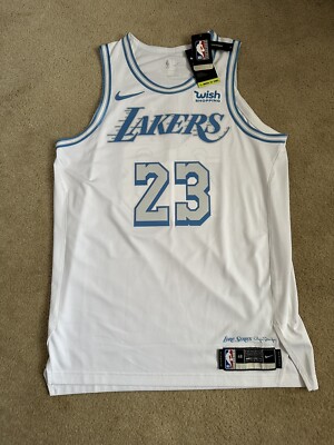 Lebron James Lakers Jersey Authentic City Elgin Baylor White Sz