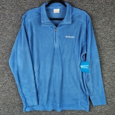 Men's Columbia Pullover Adult Medium Blue Fleece Sweater Zip Casual Outdoors
