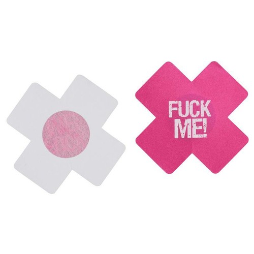 Pair Of F*#K Me Nipple Pasties Pink White Raunchy Sexy Cover Breast (2 Count) - 第 1/1 張圖片