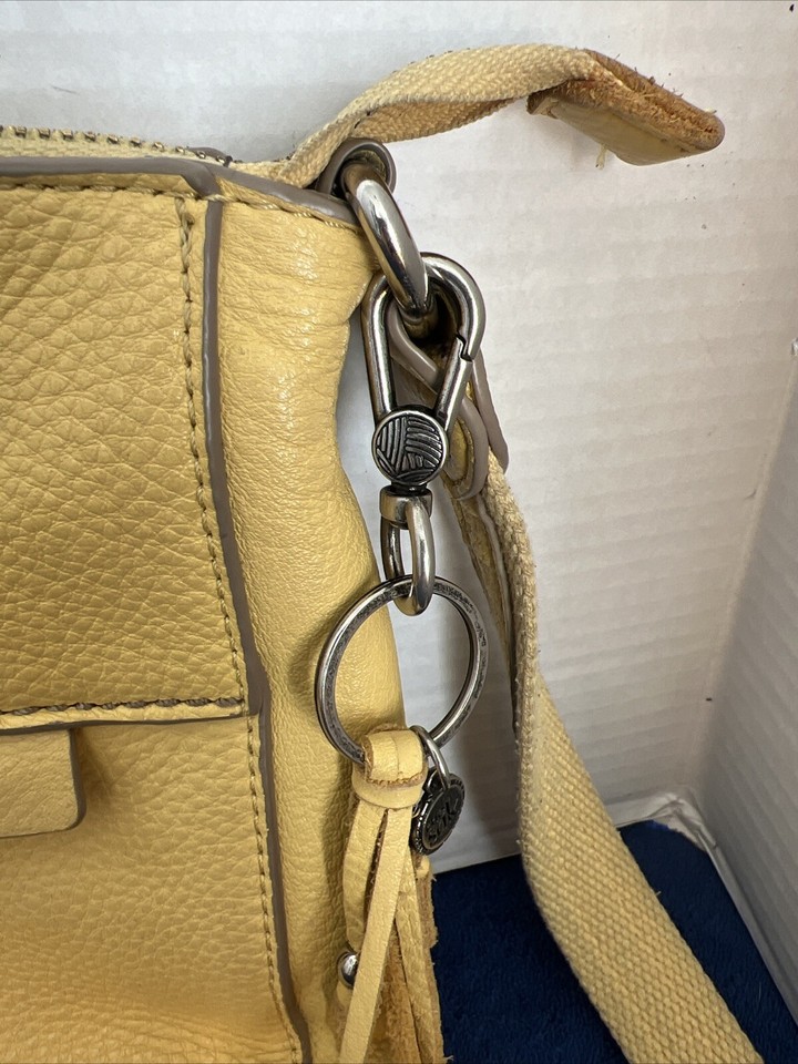 The Sak Yellow Pebble Leather Crossbody W/canvas & Leather Adjustable