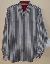 Banana Republic Striped Gray Slim Fit Long Sleeve Dress Shirt Sz Lrg 16-16-1/2