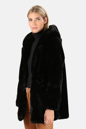 APPARIS Marie Hooded Faux Fur Black 