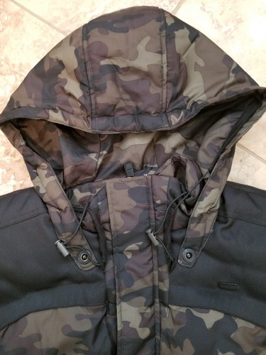 MEN'S LARGE ROCAWEAR WINTER HOODED VEST DARK GREEN CAMOFLAUGE CAMO PUFFER BLACK - Picture 3 of 8