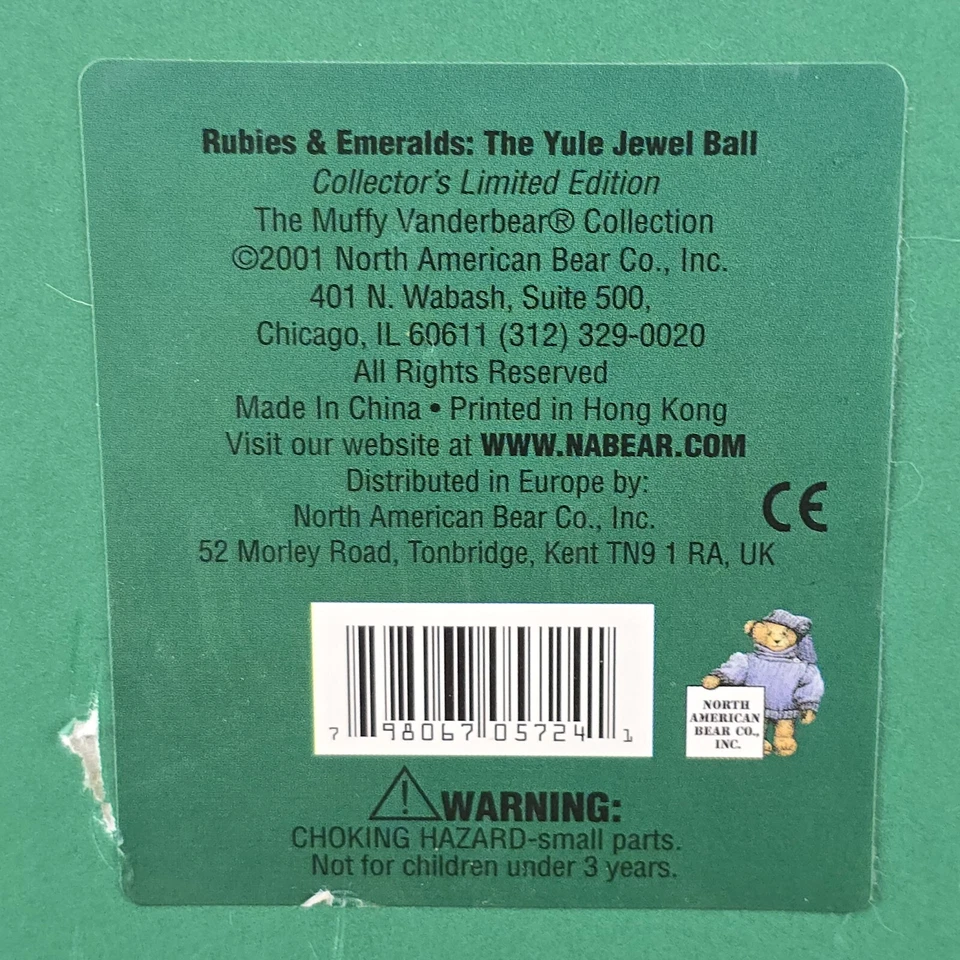 Muffy VanderBear Yule Jewel Ball Rubies & Emeralds Signed 2001 Limited Edition - Image 3 of 4