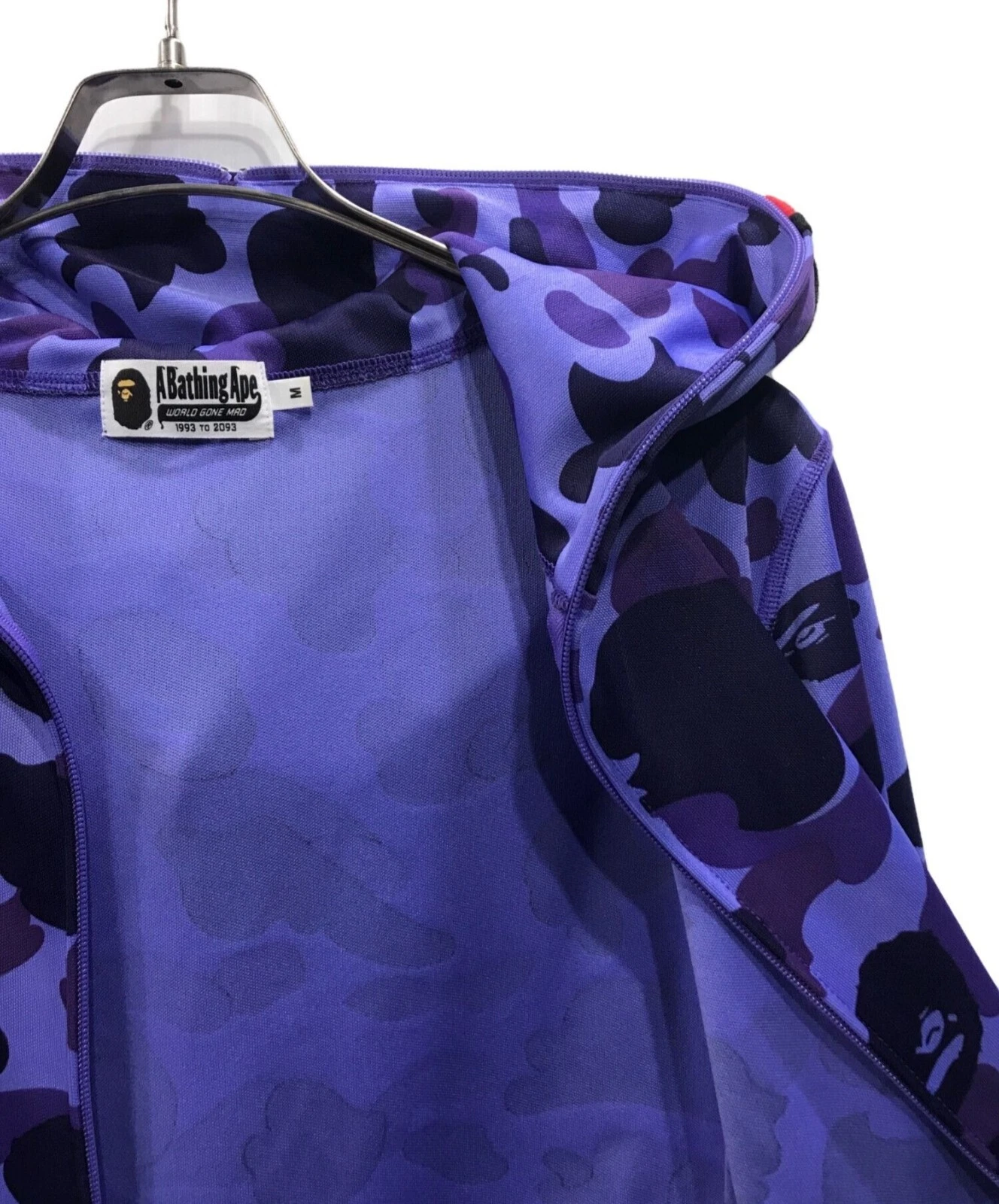 A BATHING APE (BAPE) Felpa con cappuccio e zip intera A BATHING APE Jersey Shark viola taglia M