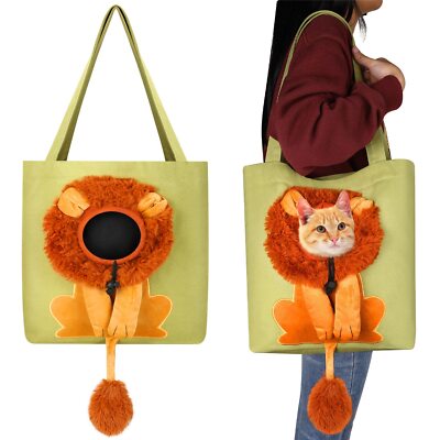 Lion-Shaped Pet Canvas Shoulder Bag Pet Carrying Chest Bag for Small Dogs Cats