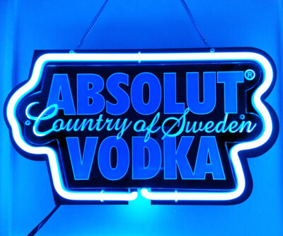Absolut Vodka 3D Carved 14'' Neon Light Sign Lamp Bar Open Pub Display Decor