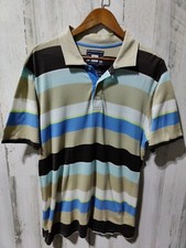 Quiksilver Multicolor Striped Polo Shirt Men's Medium Y2K Skate