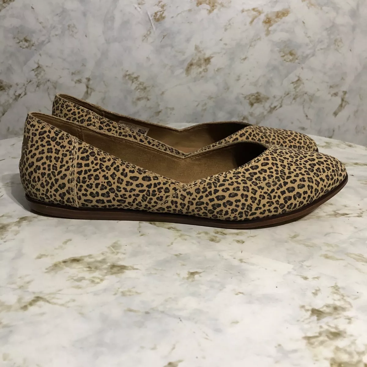 TOMS Jutti Womens Sz 9.5M Shoes Brown Leopard Print Comfort Slip