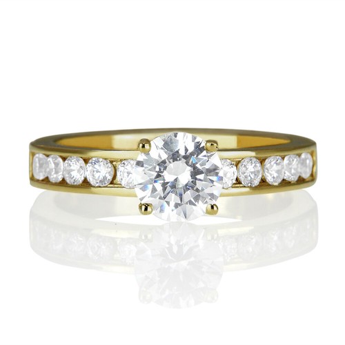 Anillo de compromiso de diamantes asequible de 1 1/4 quilate corte redondo G/SI1-SI2 oro blanco de 14 k - Imagen 10 de 10