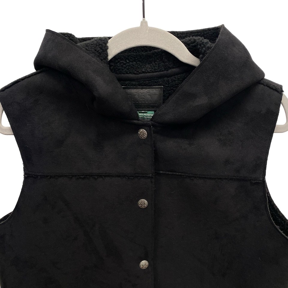 Lauren Ralph Lauren Women's M Black Faux Suede Sherpa Fleece Lined