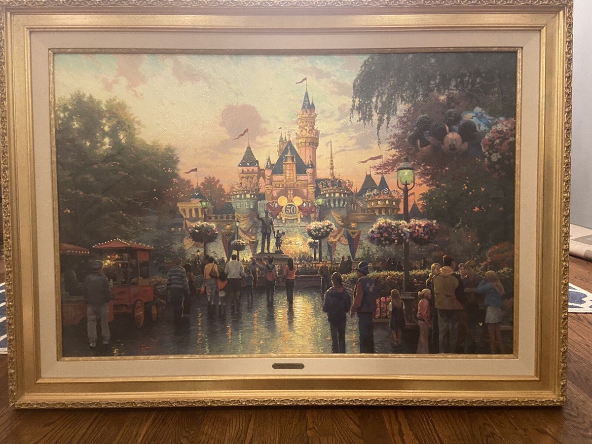 Thomas Kinkade ~ Disneyland 50th Anniversary ~ 28x42 G/P Oil on