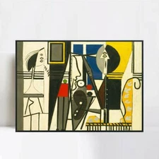 Framed Canvas Art Painter and Model by Pablo Picasso Wall Art Home Decor 24"x32"