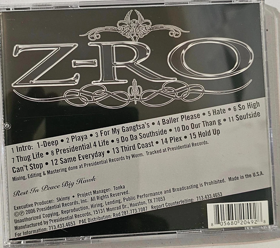 Z-RO LIMITED EDITION 1-DEEP -REG CD -PRESIDENTIAL ® - Image 2 of 2