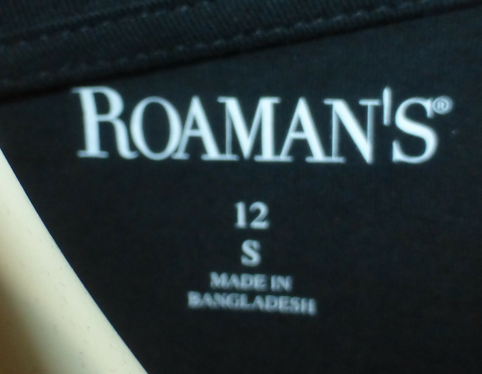 ROAMANS'S Women's Long-Sleeve Boat Neck Blouson Sleeve Top, Black, Sz 12 S, NWOT