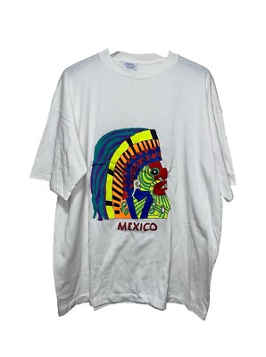 Vintage Fashion Gear Single Stitch Personalized T-Shirt Men s XXL Mexico Aztec