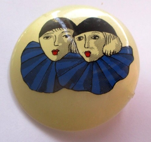 Broche Vintage Mandoline En Nacre Bleue Couleur Or – Bijou Rare Et Superbe – Pour Femme