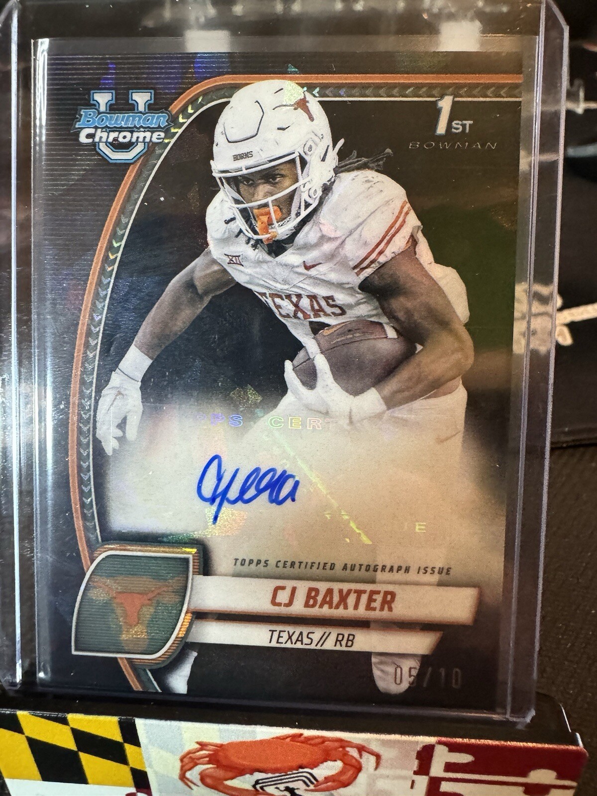 2024 Bowman Chrome University Sapphire CJ Baxter Black Auto 5/10 Texas