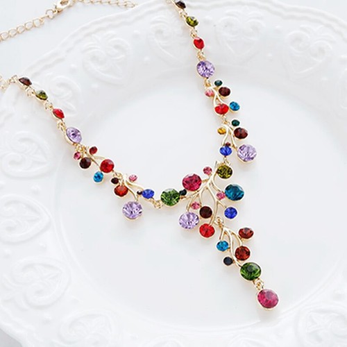 Colorful Diamond Pendant Necklace Chain 