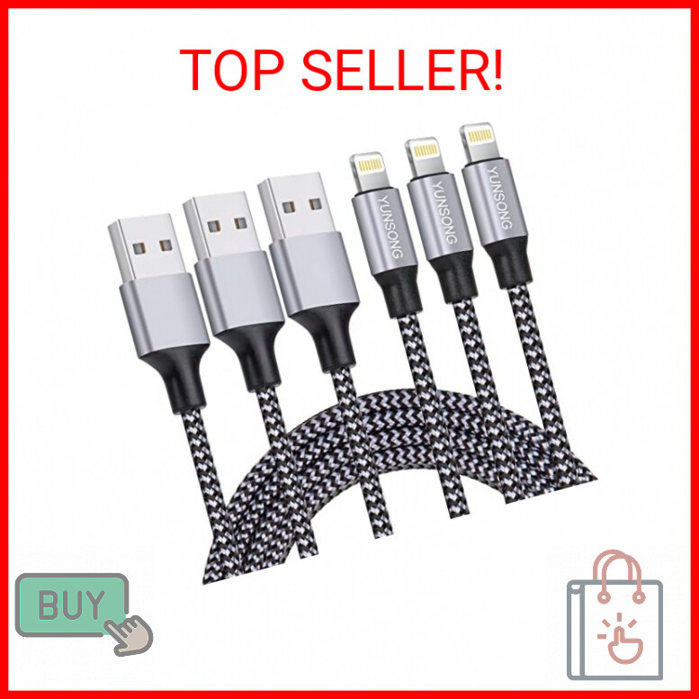 iPhone Charger [MFi Certified], 3Pack 6FT Nylon Braided Lightning Cable Fast Cha