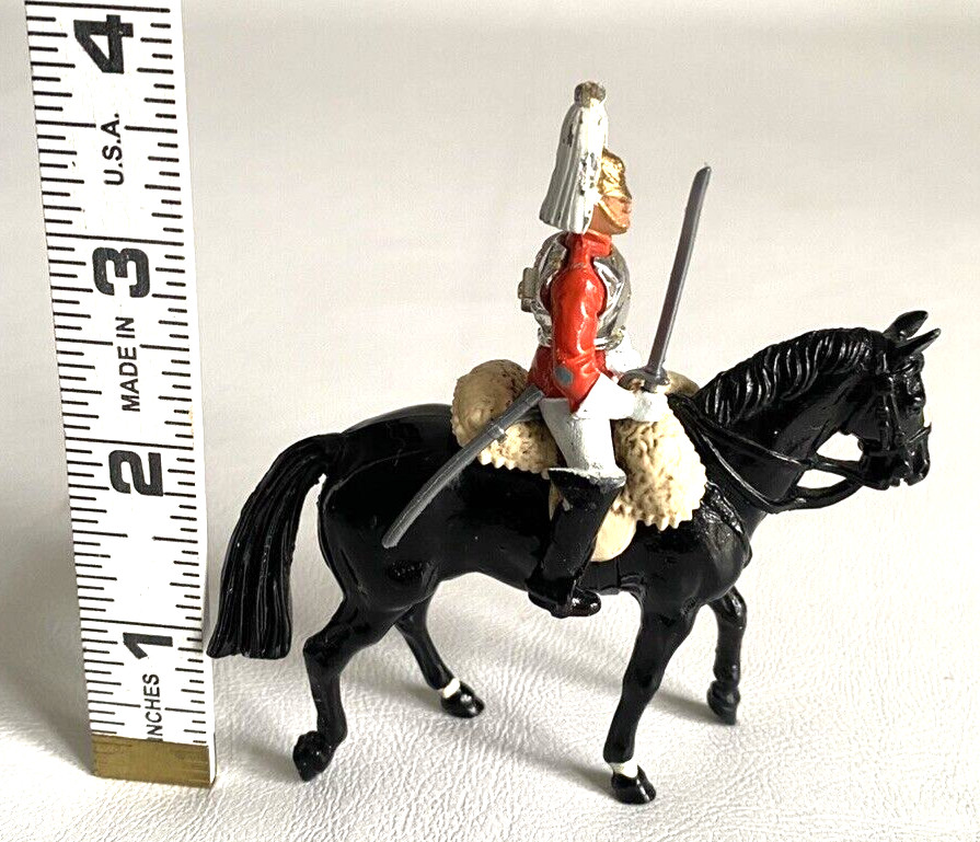 Vintage British Cast Iron Mounted Soldier Figurine 3.5"x3.5"