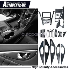 Fit Infiniti 2014-19 Q50 Q60 Carbon Fiber Style Decor Interior Kit Cover Trim